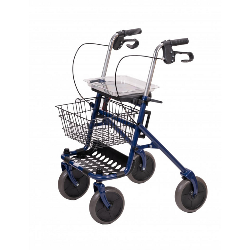 Rollator aus Stahl mit Korb