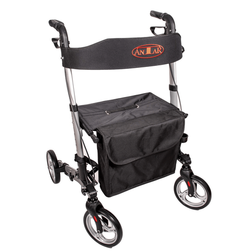 Leichtgewicht Reise Rollator - 3 Fach faltbar - Silber