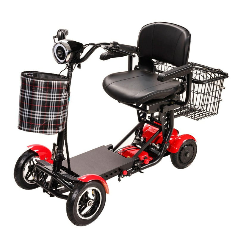 Elektrischer Scooter Faltbar Mit Sitz und Korb - Rot