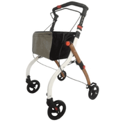 Indoor Rollator in Halbholz-Optik mit Tasche und Tablett Bild 2