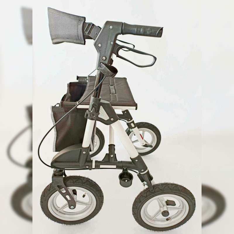 Aluminium Outdoor Rollator mit Luftbereifung - Weiß Bild 4